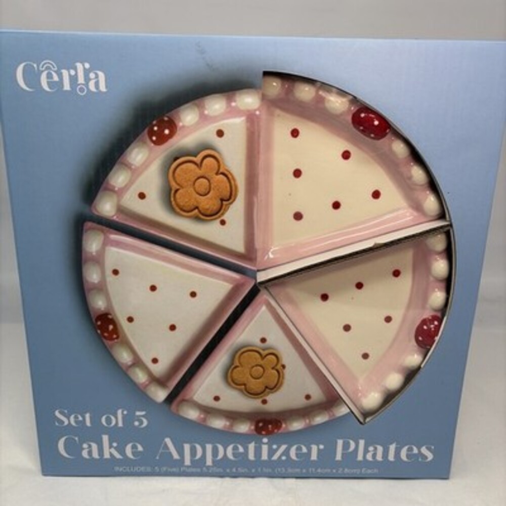 Cake Appetizer Plate 5 Piece Cake Design By Cerra. Ceramic New In Box  Unopened